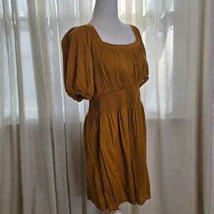 Golden Brown Short Puff Sleeve